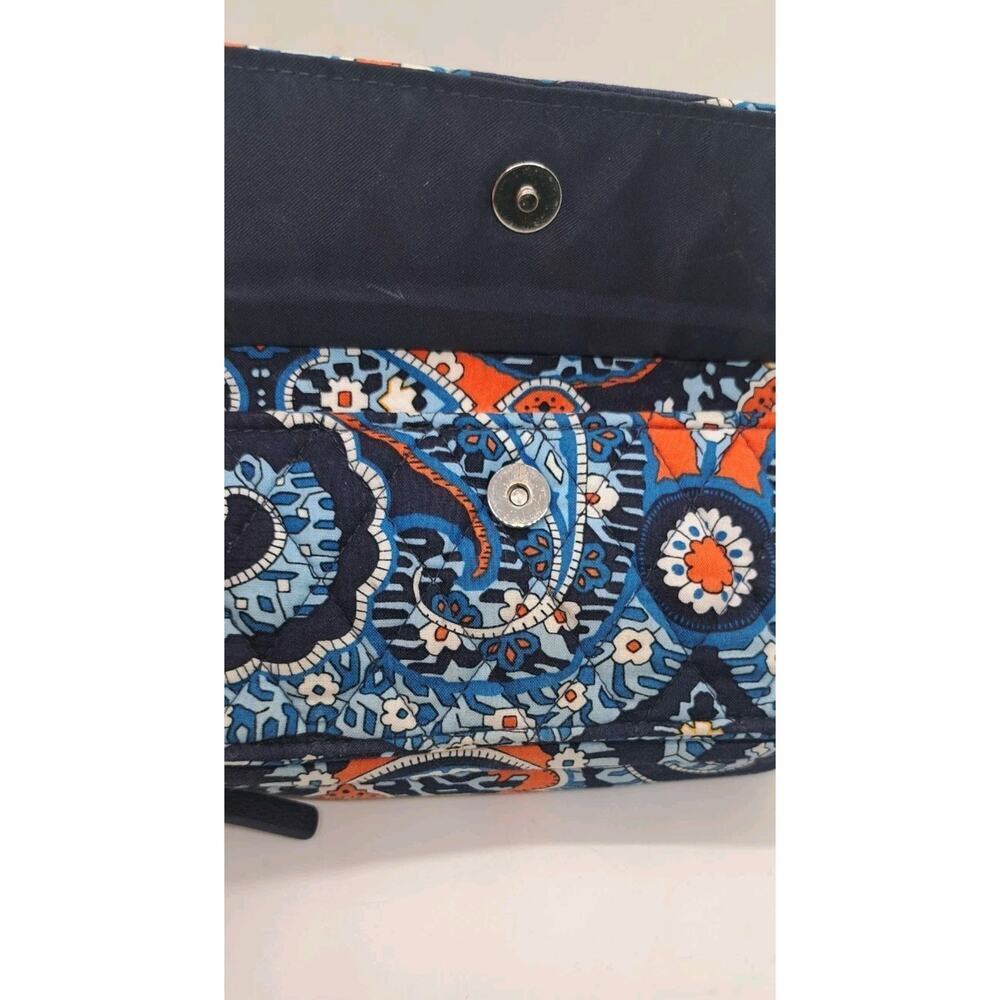 Vera Bradley Smartphone Wristlet Wallet Billfold (Marrakesh) Blue Orange Paisley - Picture 5 of 7